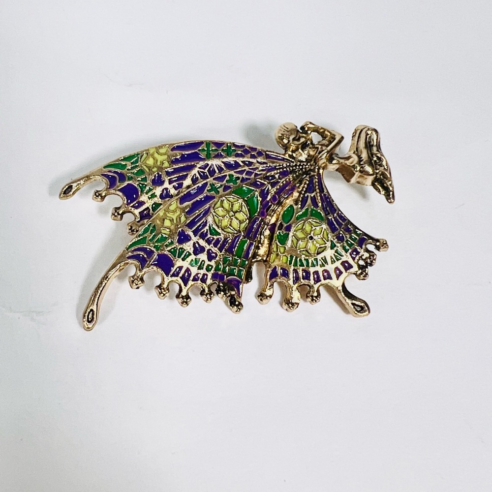 Elegant Gold and Purple Butterfly Brooch